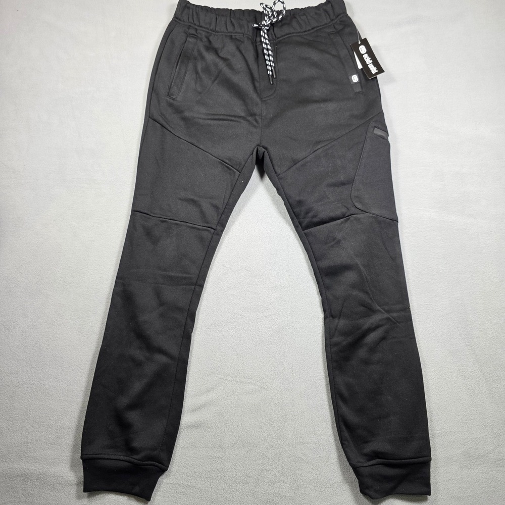 Ecko Unltd Joggers Mens Medium Black Tapered Leg Mid Rise Fleece Solid